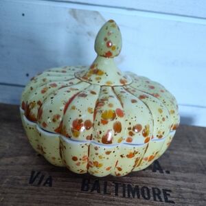 Vintage Ceramic Pumpkin Candy Dish